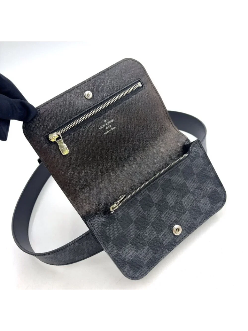 Louis Vuitton Ceinture Pochette Homme Damier Graphite Leather Black Belt